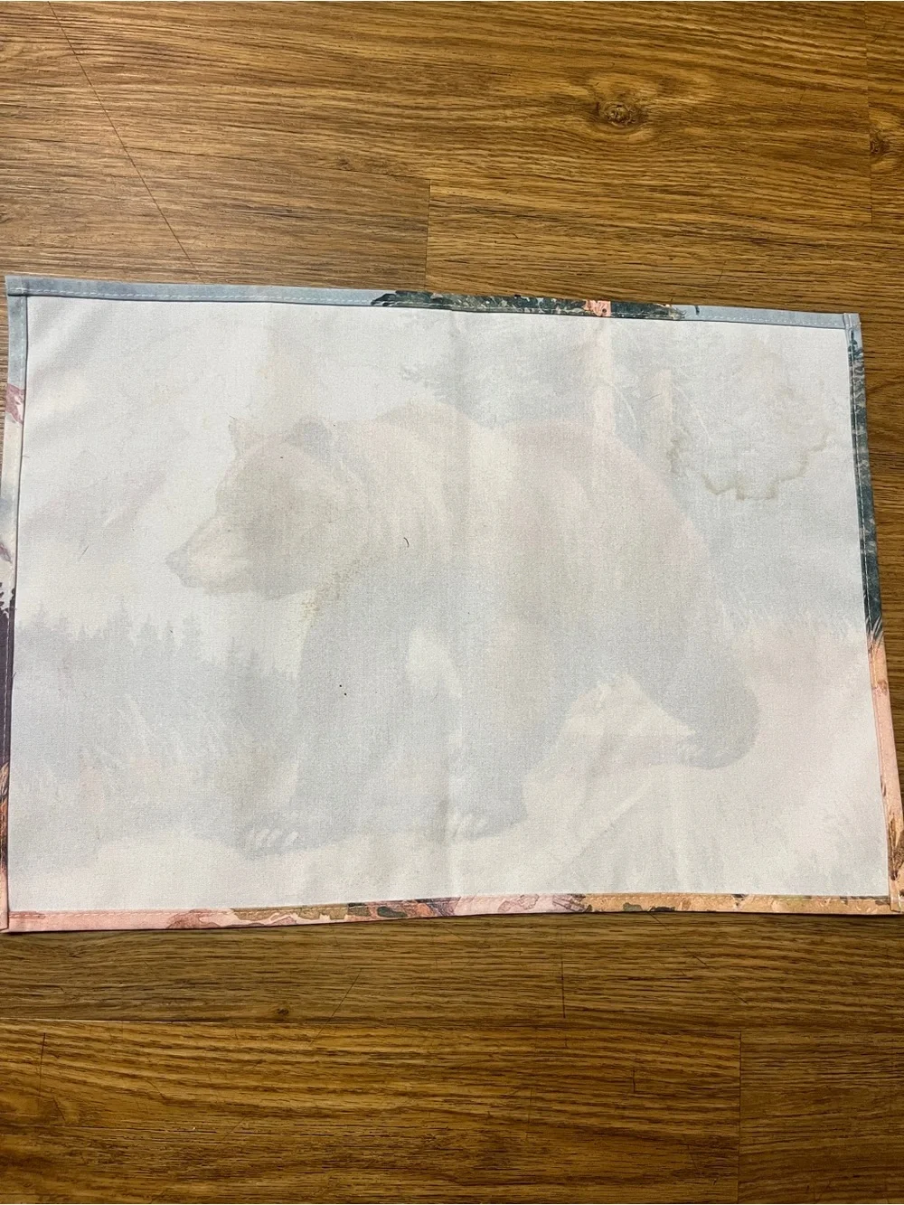 Vintage Set of 4 Handmade Fabric Wildlife Hunting Cabin Placemats Bear Wolf Deer